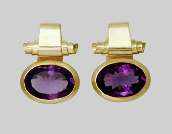 Commissioned for Rosanna, Scroll earrings with Amethyst